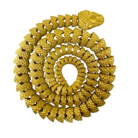 Year of the Snake Articulating 3DPrinted 44" Long (Set 3) Red Green Gold Décor - Picture 7 of 9